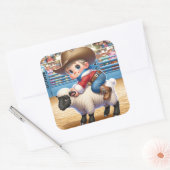 Cowboy Santa Mutton Busting Kerst sticker (Envelop)
