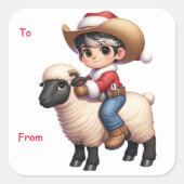 Cowboy Santa Mutton Busting Kerst sticker (Voorkant)