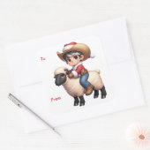 Cowboy Santa Mutton Busting Kerst sticker (Envelop)
