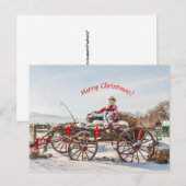 Cowboy Santa - Wagon met Hay Bales Briefkaart (Voorkant / Achterkant)