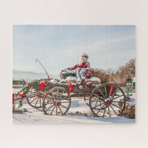 Cowboy Santa - Wagon met Hay Bales Legpuzzel