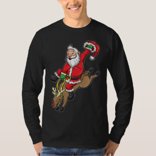 Cowboy Santa Xmas Rendier Rodeo Kerstmis in Texas T-shirt