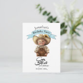 Cowboy Save The Date Happy Birthday Boy Ansichtkaa Briefkaart (Staand voorkant)