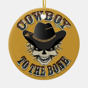 Cowboy Schedel Keramisch Ornament
