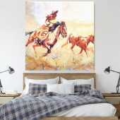 Cowboy Schilderij van Eward Borein Canvas Afdruk (Insitu (Slaapkamer))