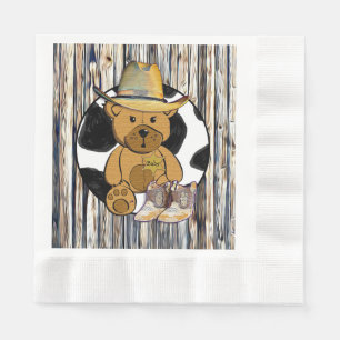 Cowboy Sheriff Teddy Bear Baby shower Napkins Servet