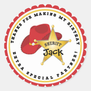 Cowboy Sheriff Verjaardag Stickers