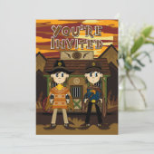 Cowboy Sheriffs bij Jail Party Invite Kaart (Staand voorkant)