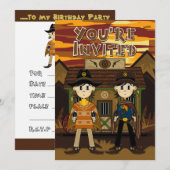 Cowboy Sheriffs bij Jail Party Invite Kaart (Voorkant / Achterkant)