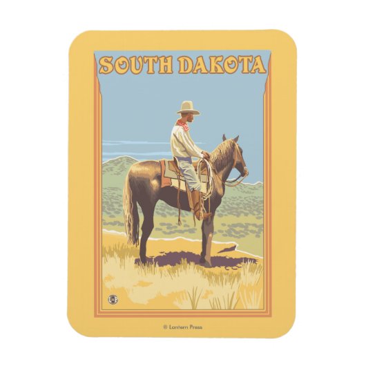 Cowboy (Side View) South Dakota Magneet (Verticaal)