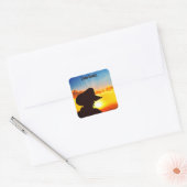 Cowboy Silhouette Vierkante Sticker (Envelop)