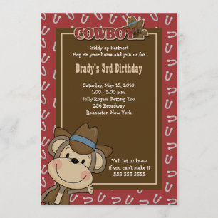 Cowboy singe occidental 5x7 Invitation d'anniversa