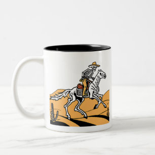 Cowboy Skelet Western Skelet Korte Mouwen Tweekleurige Koffiemok