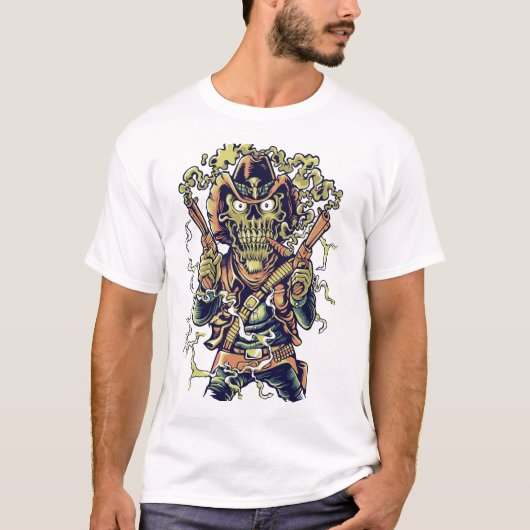 Cowboy skelet zombie t-shirt (Voorkant)