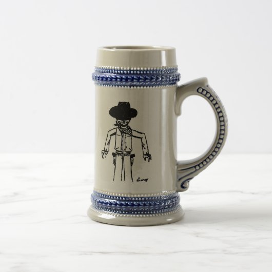 Cowboy Sketch Stein Bierpul (Rechts)