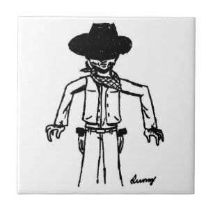 Cowboy Sketch Tile Tegeltje
