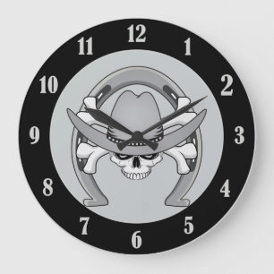 Cowboy Skull Hoefijzer Grote Klok