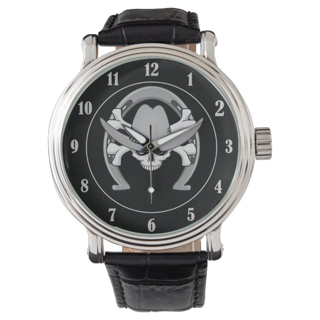 Cowboy Skull Hoefijzer Horloge (Voorkant)