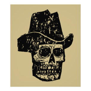 Cowboy Skull Print met Oud Western Pet Foto Afdruk