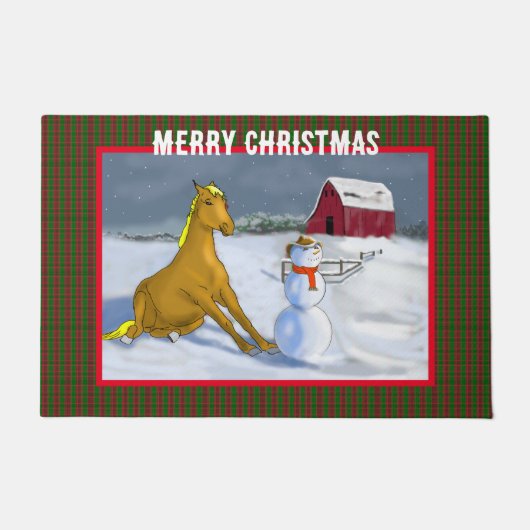 Cowboy sneeuwman & paard deurmat (Voorkant)