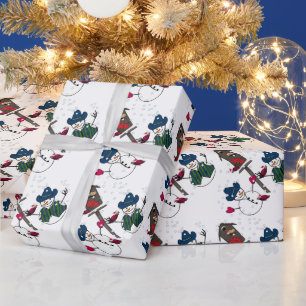Cowboy Sneeuwmannen Kerstmis Cadeaupapier