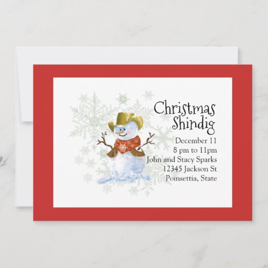 Cowboy Snowman Christmas Holiday Invitation (Devant)