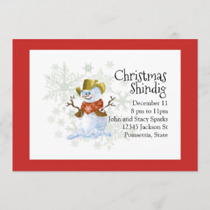 Cowboy Snowman Christmas Holiday Invitation