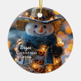 Cowboy Snowman gepersonaliseerd Ornament