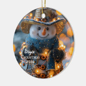 Cowboy Snowman gepersonaliseerd Ornament (Links)