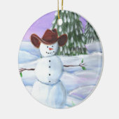 Cowboy Snowman Keramisch Ornament (Links)