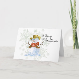Cowboy Snowman Kerst Kaart