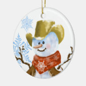 Cowboy Snowman Kerstversiering Keramisch Ornament (Links)