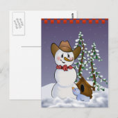 Cowboy Snowman met Red Bandana Briefkaart (Voorkant / Achterkant)