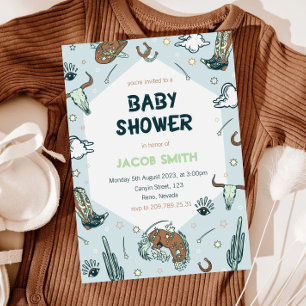 Cowboy Southwestern Baby shower Invitation Kaart