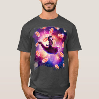 Cowboy Space Cat on Dolphin Unicorn Hot Dog T-shirt