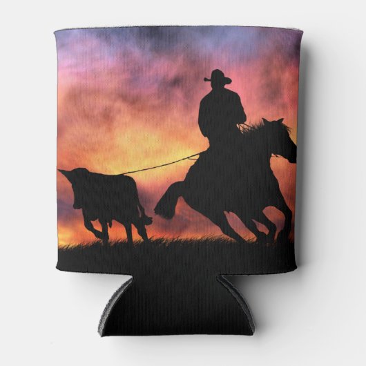 Cowboy Steer Roping off Horse Blikjeskoeler (Voorkant)