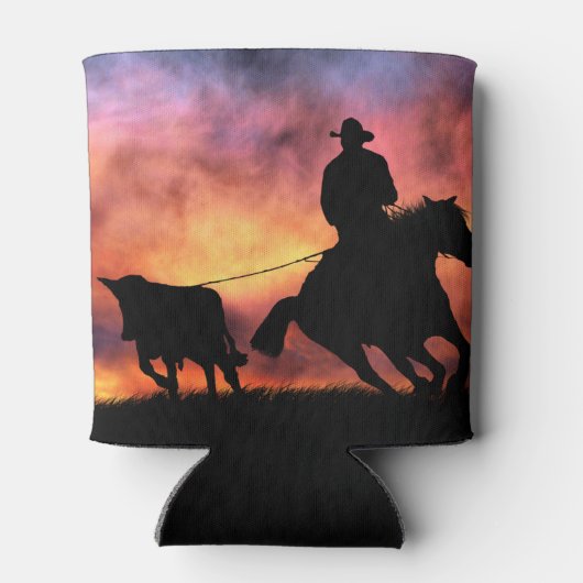 Cowboy Steer Roping off Horse Blikjeskoeler (Achterkant)