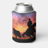 Cowboy Steer Roping off Horse Blikjeskoeler (Blikje Achterkant)