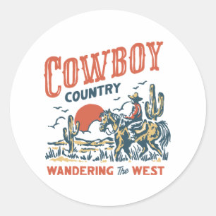 Cowboy Sticker Retro  Western Wild West Koe