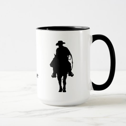Cowboy sur cheval Silhouette Mug (Droite)