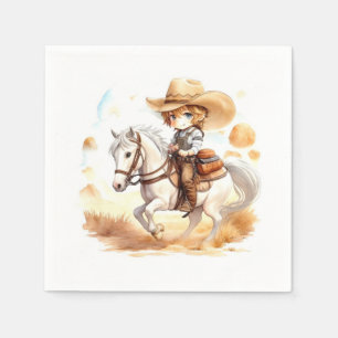 Cowboy Tales: Rustiek Wild West Baby shower Servet