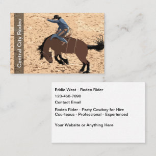 Cowboy te paard inhuren voor rodeo visitekaartje