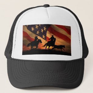 Cowboy Team Roping Rodeo Patriotic Country Rusitc Trucker Pet