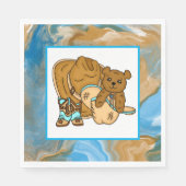 Cowboy Teddy Bear Boy’s Baby Shower Paper  Servet (Voorkant)