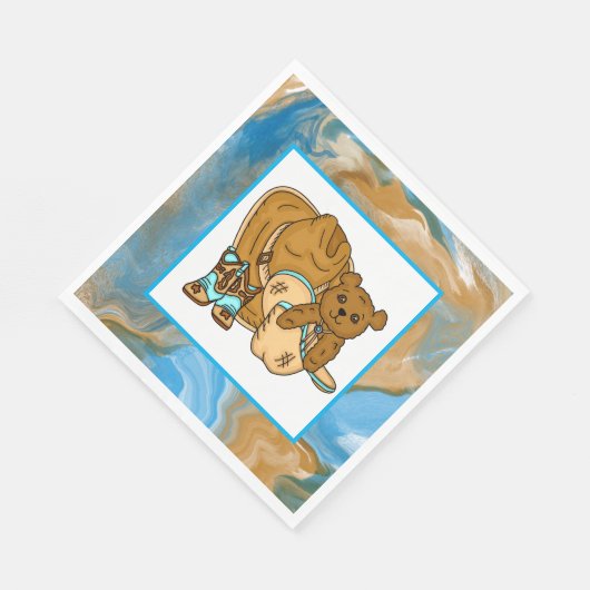 Cowboy Teddy Bear Boy’s Baby Shower Paper  Servet (Hoek)