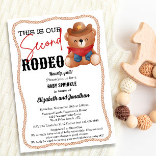 Cowboy Teddy Bear Rodeo Red Tweede Baby Sprinkle Kaart