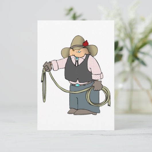 Cowboy Tenant Une Invitation Lasso (Debout devant)