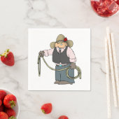 Cowboy Tenant Une Serviette En Papier Lasso (En situation)