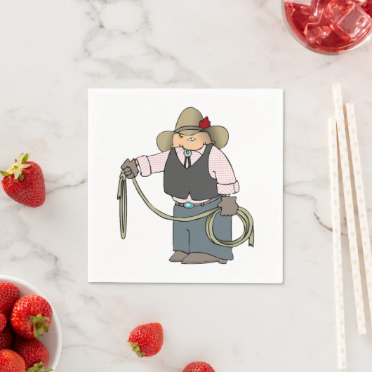 Cowboy Tenant Une Serviette En Papier Lasso (En situation)