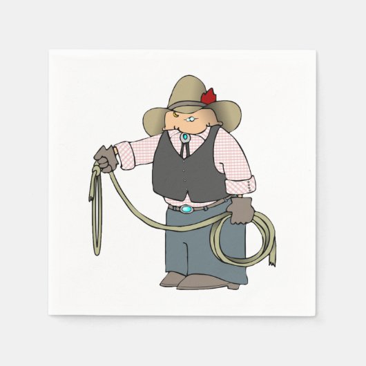 Cowboy Tenant Une Serviette En Papier Lasso (Devant)